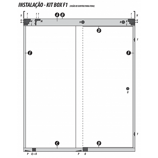 Kit Box CT 8mm Reto - 1,00m (Perfis e Acessórios - sem vidro) | AL Indústria 
